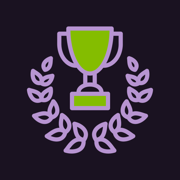 A trophy surrounded by a laurel wreath