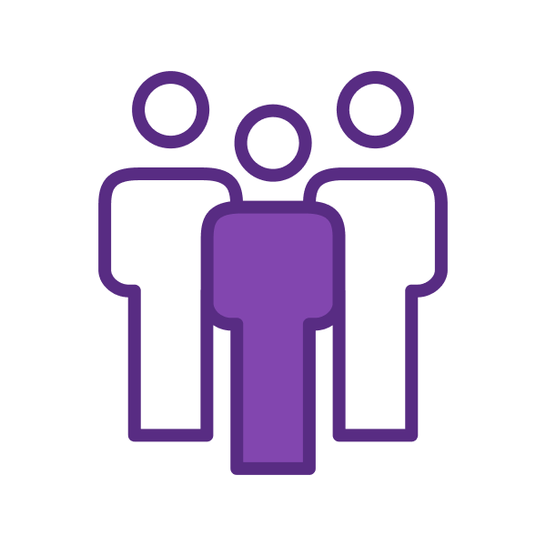 Three people standing side-by-side