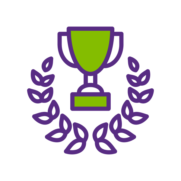 A trophy surrounded by a laurel wreath